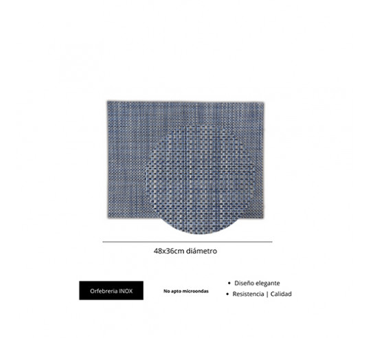 MANTELITO TABLE MAT 48X36 AZUL/GRIS