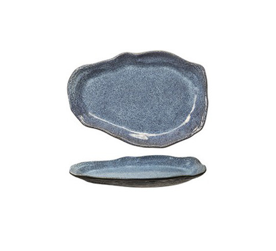 OYSTER GRAIN BLUE/BLACK DISH 30X22