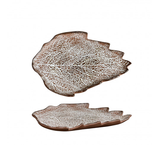 TIERMES  WHITE LEAVE DISH 23,5 cm