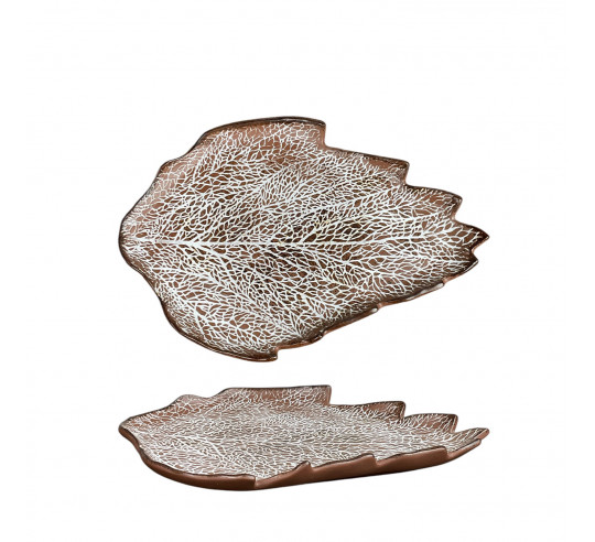 TIERMES  WHITE LEAVE DISH 23,5 cm