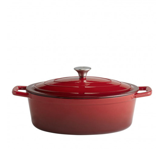 CAZUELA OVAL CON TAPA 33X25 ROJO