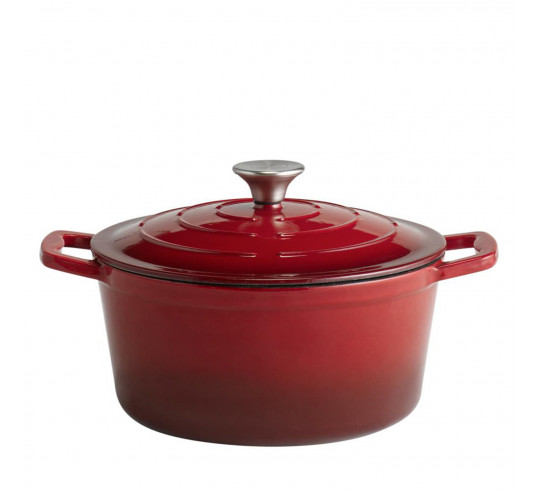 CACEROLA FUNDICION CON TAPA 25 CMS ROJO
