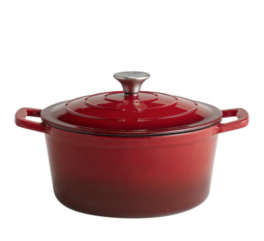 CACEROLA FUNDICION CON TAPA 28 CMS ROJO
