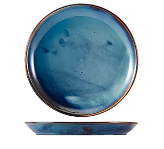 TERRA PORC AQUA BLUE COUPE PLATE 24CM