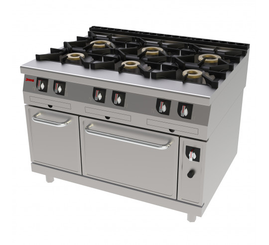 COCINA GAS 6 FUEGOS CON HORNO JEMI S900