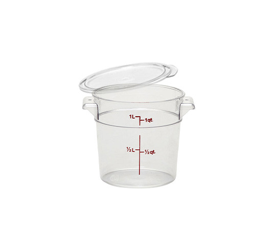 ROUND POLYC. FOOD CONTAINER W/ LID 0.9L