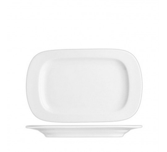 PRAGA WH. RECT. PLATTER 28X18 CM.