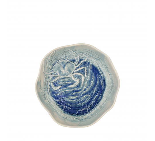 MAR AZUL PLATO HONDO ABSTR CANGREJO 24cm