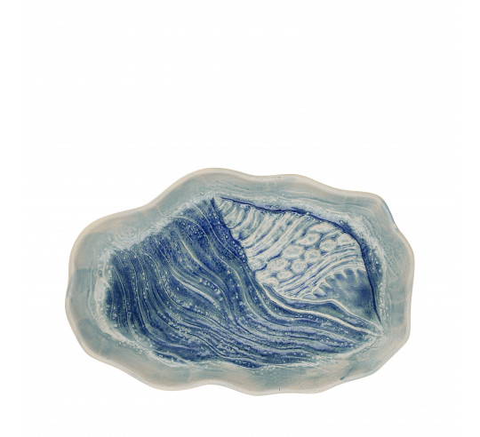 MAR AZUL PLATO LLANO CARACOLA 29x19 cm
