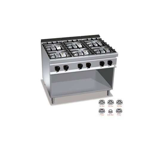 COCINA GAS 6 F MAXIMA 900 C/SOPORTE